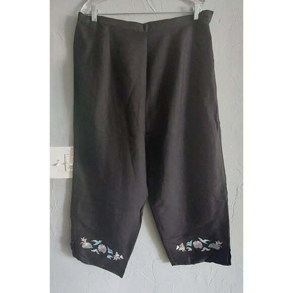 JOY Y PEACE  Set Pant & Blouse, Linen,Rayón, Black Color, Embroidery, Women's 2X - Picture 14 of 16